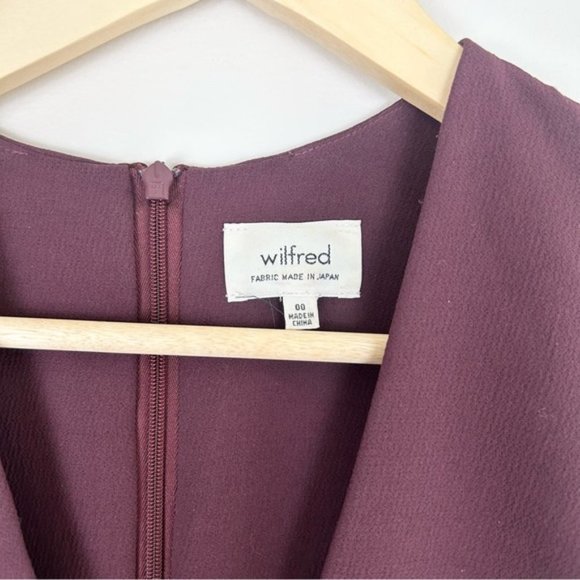 Aritzia Wilfred Montbrun Burgundy V-neck dress - Picture 2 of 6